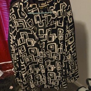 Ashley Stewart Black and Cream Patterned Blouse 22w